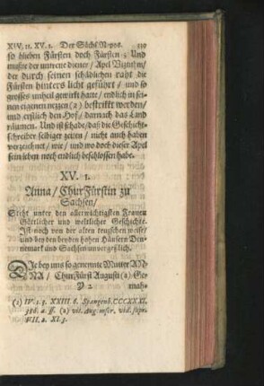 XV. 1. Anna/ ChurFürstin zu Sachsen.