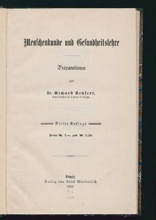 Menschenkunde und Gesundheitslehre : Präparationen