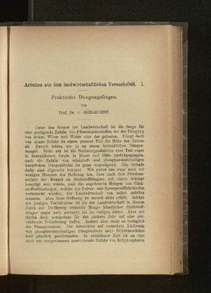 Arbeiten aus dem landwirtschaftlichen Versuchsfeld.