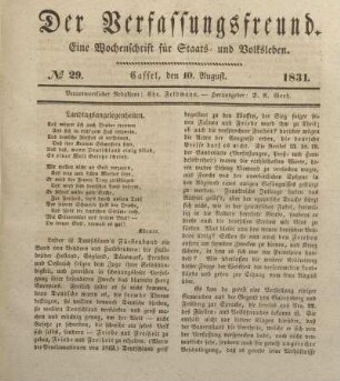 № 29. Cassel, den 10. August. 1831.