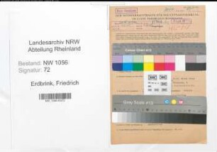 Entnazifizierung Friedrich Erdbrink , geb. 31.08.1903 (Wirt)