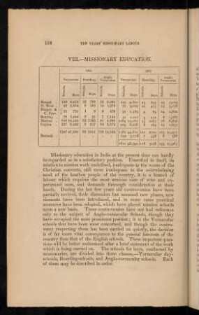 VIII. Missionary education