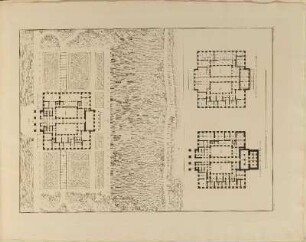 Illustration: Grundriss Des Haupt-Geschosses. / Grundriss Des Unterbaues. / Grundriss Des Zweiten Geschosses.
