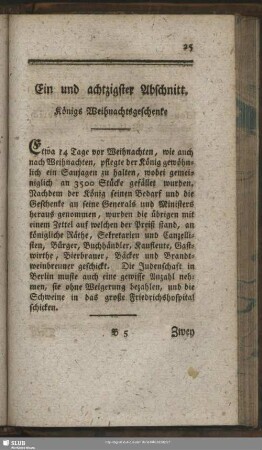 Ein und achtzigster Abschnitt. Königs Weihnachtsgeschenke