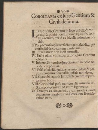 Corollaria ex Iure Gentium & Civili desumta.