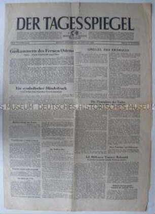 Berliner Tageszeitung "Der Tagesspiegel" u.a. zum Nürnberger Kriegsverbrecherprozess