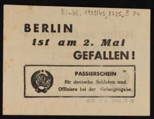BERLIN ist am 2. Mai GEFALLEN!