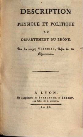Description physique et politique du Département du Rhône