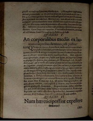 Quaestio V. An corporalibus mediis ex humanis corporibus daemones pelli possint?