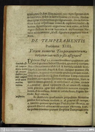 Problema XIIII. Utrum numerus Temperamentorum novenarius rectè poßit aßignari?