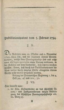 Publikationspatent vom 5. Februar 1794.