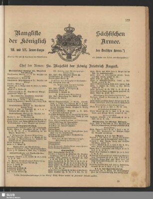 Rangliste der Königlich Sächsischen Armee : XII. und XIX. Armee-Korps des Deutschen Heeres