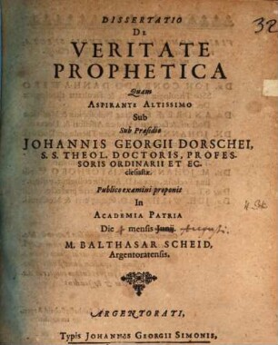 Dissertatio de veritate prophetica