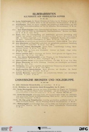 Silberarbeiten. Kultgeräte aus vergoldetem Kupfer (Nr. 376-391)