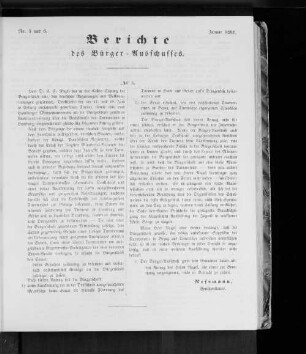 Nr. 5 und 6 Berichte des Bürger-Ausschusses. Januar 1861