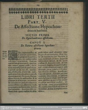 Part. V. De Affectione Hypochondriaca & Scorbuto