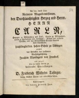 1-12, Auf der, durch ihren Rectorem ...