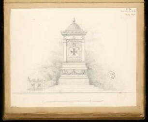 Gefallenendenkmal, Stendal Monatskonkurrenz März 1875: Aufriss Vorderansicht; Maßstabsleiste
