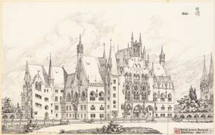 Provinzial-Ständehaus Schinkelwettbewerb 1897: Perspektivische Ansicht von SO