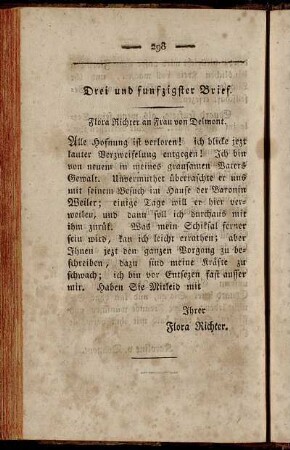 Drei und funfzigster Brief. Flora Richter an Frau von Delmont