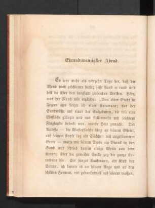Einundzwanzigster Abend.