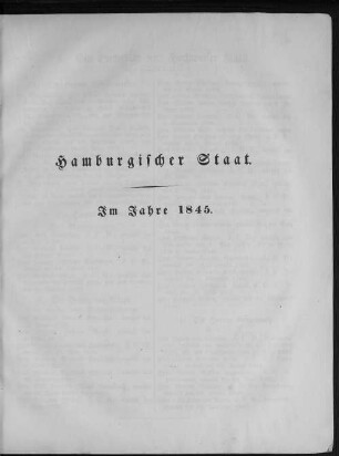 Hamburgischer Staat. Im Jahre 1845.