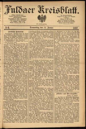 Erste Ausgabe vom Donnerstag, den 14. Januar 1897.
