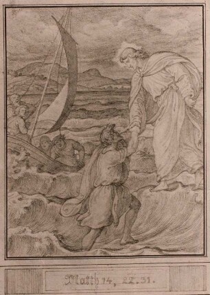 Petrus und Christus auf dem See Genezareth (Matth. 14:22, 31)