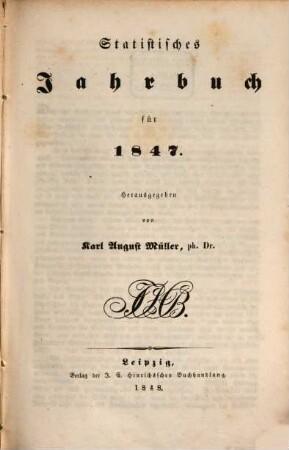 Statistisches Jahrbuch. 1847