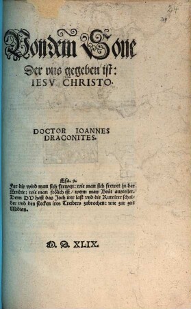 Von dem Sone Der uns gegeben ist: Jesu Christo