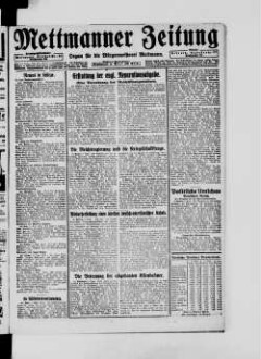 Mettmanner Zeitung. 1919-1940