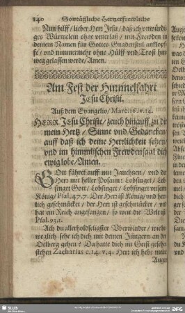 Am Fest der Himmelfahrt Jesu Christi