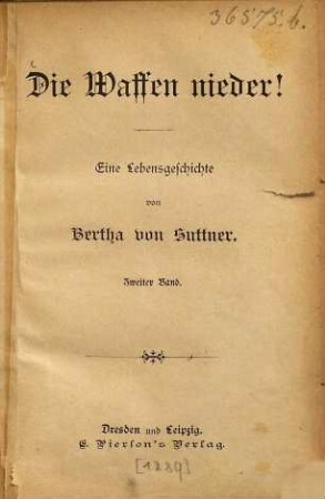 Die Waffen nieder! : eine Lebensgeschichte, 2