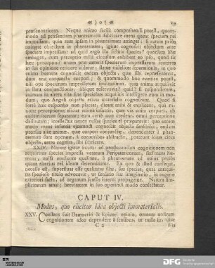 Caput IV. Modus, quo elicitur idea objecti immaterialis.