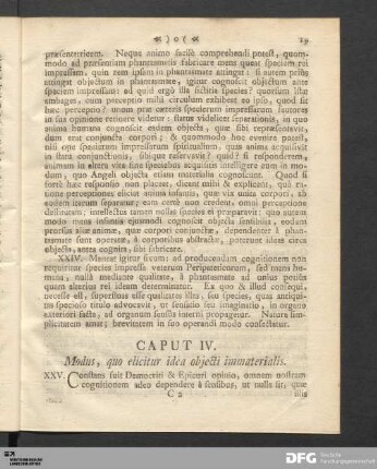 Caput IV. Modus, quo elicitur idea objecti immaterialis.