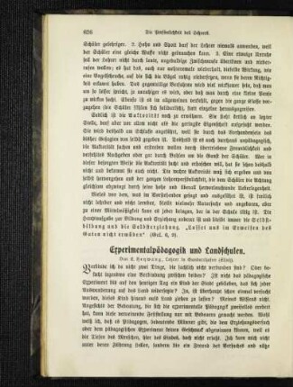Experimentalpädagogik und Landschulen