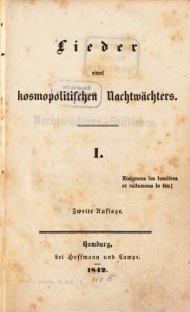 Lieder eines kosmopolitischen Nachtwächters, 1