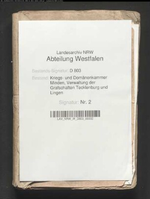 Bereisungsprotokoll der Grafschaft Lingen