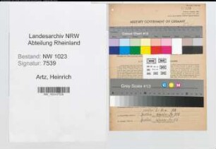 Entnazifizierung Heinrich Artz , geb. 25.11.1878 (Haendler)