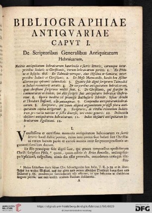 Caput I. De scriptoribus generalibus antiquitatum hebraicarum