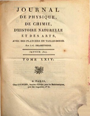 Journal de physique, de chimie et d'histoire naturelle, 64. 1807 = [T. 21]