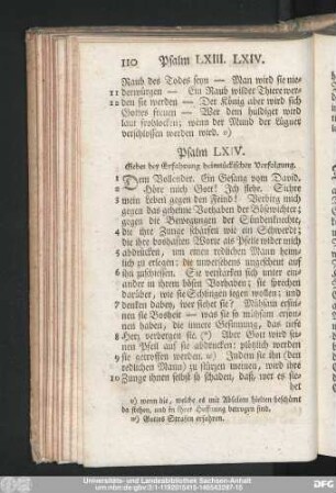 Psalm LXIV. Gebet bey Erfahrung heimtückischer Verfolgung.