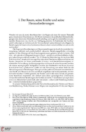 I. Der Raum, seine Kräfte und seine Herausforderungen