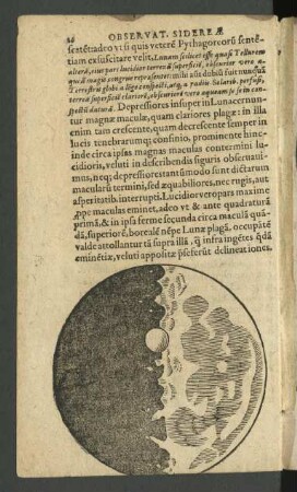 Abbildung S. 16 : Abbildung S. 16. Holzschnitt; 167 x 97 mm (Blattgröße). Aus: Galilei, Galileo: Sidereus nuncius, magna longeque admirabilia spectacula pandens. Francof. in Paltheniano, 1610. Dresden: SLUB Astron.688
