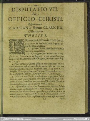 Disputatio VII. De Officio Christi