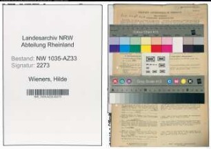Entnazifizierung Hilde Wieners , geb. 31.10.1920 (Sekretaerin)