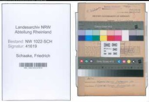 Entnazifizierung Friedrich Schaake , geb. 08.11.1891 (Drucker)
