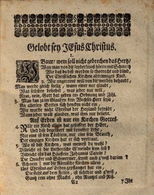 Die catholisch-ruffende Glaubens-Stimm, An den Auß dem Ertz-Stifft Saltzburg emigrirten Lutherischen Gebürg-Bauren, Auf die In unterschidlich-Lutherischen Orthen, wegen der alldort ankommenden Emigranten, im Druck außgangene Scartequen : In einhundert und fünff Versen componirt worden