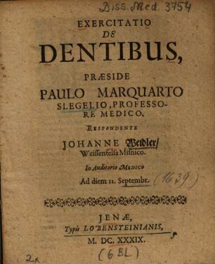 Exercitatio De Dentibus