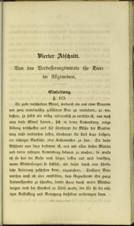 Vierter Abschnitt. Von den Verbesserungsmitteln für Biere im Allgemeinen
